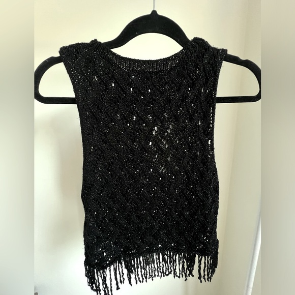 zara fringed metallic thread knit top - Picture 3 of 4